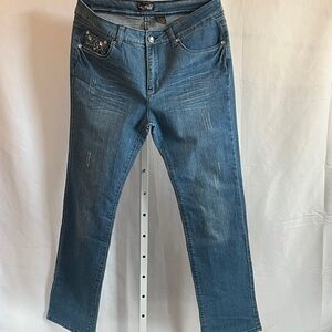 Blue Denim Jeans with Embellished Pocket La-Jeans